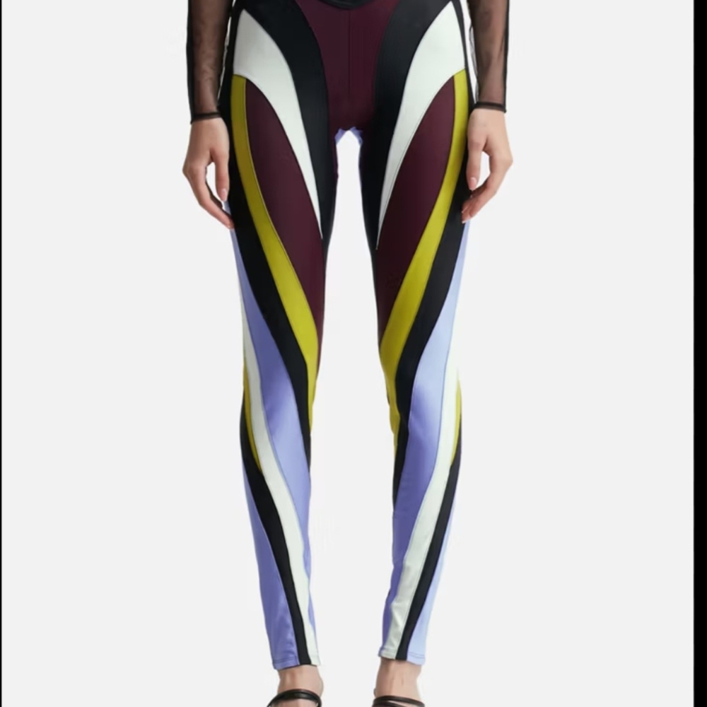 Mugler Black and White Geometric Leggings